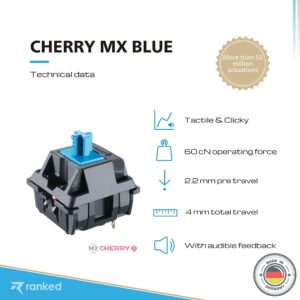 Ranked Bundle of 65 Cherry MX Blue Switches for Mechanical Gaming Keyboards Premium CNC Machined Switch Opener