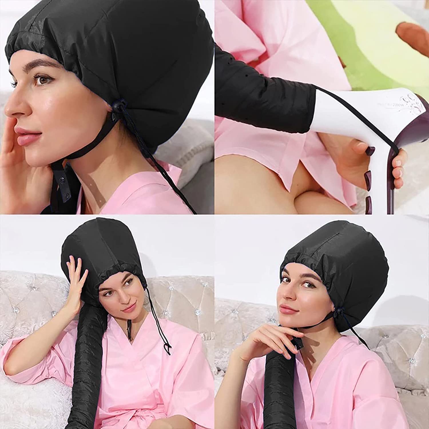 CIZGIM Portable Soft Hair Dryer Cap, Black, Polyester