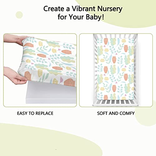 Pastel Themed Fitted Crib Sheet,Standard Crib Mattress Fitted Sheet Soft & Stretchy Fitted Crib Sheet-Baby Crib Sheets for Girl or Boy,28“ x52“,White and Multicolor