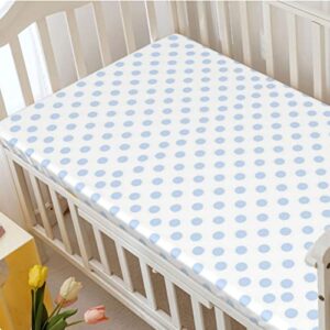 Polka Dots Themed Fitted Crib Sheet,Standard Crib Mattress Fitted Sheet Toddler Bed Mattress Sheets-Baby Crib Sheets for Girl or Boy,28“ x52“,Pale Blue and White