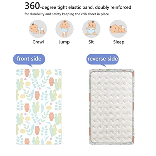 Pastel Themed Fitted Crib Sheet,Standard Crib Mattress Fitted Sheet Soft & Stretchy Fitted Crib Sheet-Baby Crib Sheets for Girl or Boy,28“ x52“,White and Multicolor