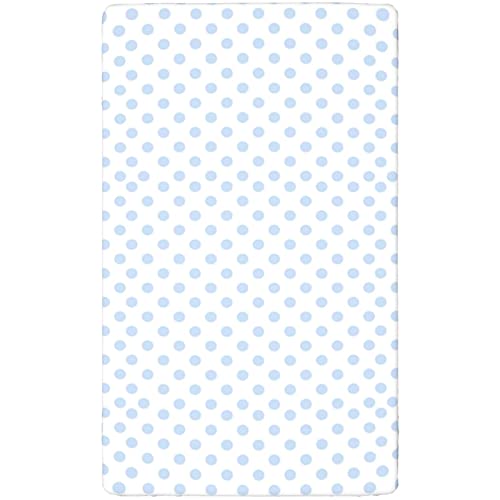 Polka Dots Themed Fitted Crib Sheet,Standard Crib Mattress Fitted Sheet Toddler Bed Mattress Sheets-Baby Crib Sheets for Girl or Boy,28“ x52“,Pale Blue and White