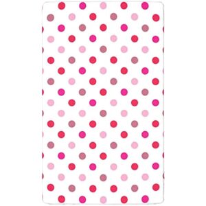 Polka Dots Themed Fitted Mini Crib Sheets,Portable Mini Crib Sheets Soft & Stretchy Fitted Crib Sheet-Baby Sheet for Boys Girls,24“ x38“,Baby Pink Fuchsia White