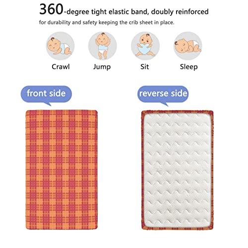 Pink and Orange Themed Fitted Crib Sheet,Standard Crib Mattress Fitted Sheet Ultra Soft Material-Great for Boy or Girl Room or Nursery,28“ x52“,Dark Peach Dried Rose