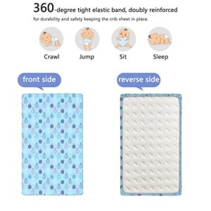 Pineapple Themed Fitted Mini Crib Sheets,Portable Mini Crib Sheets Ultra Soft Material-Baby Crib Sheets for Girl or Boy,24“ x38“,Baby Blue and Multicolor