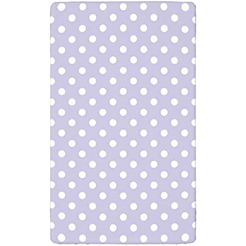 Polka Dots Themed Fitted Crib Sheet,Standard Crib Mattress Fitted Sheet Toddler Bed Mattress Sheets-Crib Mattress Sheet or Toddler Bed Sheet,28“ x52“,Lilac White