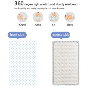 Polka Dots Themed Fitted Crib Sheet,Standard Crib Mattress Fitted Sheet Toddler Bed Mattress Sheets-Baby Crib Sheets for Girl or Boy,28“ x52“,Pale Blue and White