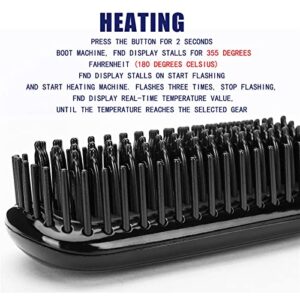 Hair Straightener, Hair Styling Appliances Straightening Comb Hair Straightener Brush Men Quick Beard Straightener Brush Beard Comb Styling Iron Smoothing Comb ( Color : Black No Box , Size : EU )