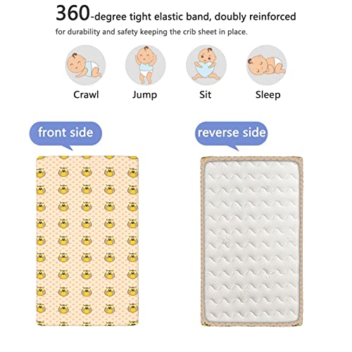 Polka Dots Themed Fitted Crib Sheet,Standard Crib Mattress Fitted Sheet Toddler Bed Mattress Sheets-Baby Crib Sheets for Girl or Boy,28“ x52“,Earth Yellow and Pale Peach