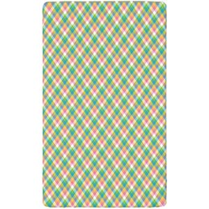 Plaid Themed Fitted Crib Sheet,Standard Crib Mattress Fitted Sheet Toddler Bed Mattress Sheets-Crib Mattress Sheet or Toddler Bed Sheet,28“ x52“,Multicolor