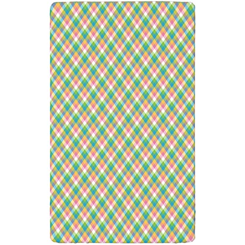 Plaid Themed Fitted Crib Sheet,Standard Crib Mattress Fitted Sheet Toddler Bed Mattress Sheets-Crib Mattress Sheet or Toddler Bed Sheet,28“ x52“,Multicolor