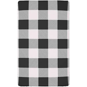 Plaid Themed Fitted Mini Crib Sheets,Portable Mini Crib Sheets Ultra Soft Material-Great for Boy or Girl Room or Nursery,24“ x38“,Pale Grey and Black