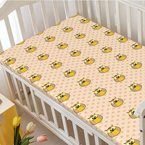 Polka Dots Themed Fitted Crib Sheet,Standard Crib Mattress Fitted Sheet Toddler Bed Mattress Sheets-Baby Crib Sheets for Girl or Boy,28“ x52“,Earth Yellow and Pale Peach