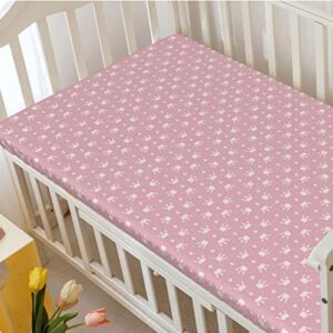 Royal Themed Fitted Crib Sheet,Standard Crib Mattress Fitted Sheet Ultra Soft Material-Baby Crib Sheets for Girl or Boy,28“ x52“,Dried Rose and White