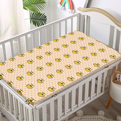 Polka Dots Themed Fitted Crib Sheet,Standard Crib Mattress Fitted Sheet Toddler Bed Mattress Sheets-Baby Crib Sheets for Girl or Boy,28“ x52“,Earth Yellow and Pale Peach