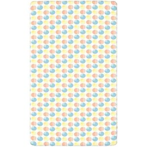 Pastel Themed Fitted Mini Crib Sheets,Portable Mini Crib Sheets Ultra Soft Material-Great for Boy or Girl Room or Nursery,24“ x38“,Salmon Pale Blue Yellow