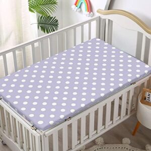 Polka Dots Themed Fitted Crib Sheet,Standard Crib Mattress Fitted Sheet Toddler Bed Mattress Sheets-Crib Mattress Sheet or Toddler Bed Sheet,28“ x52“,Lilac White