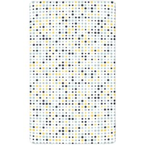 Polka Dot Themed Fitted Mini Crib Sheets,Portable Mini Crib Sheets Soft Toddler Mattress Sheet Fitted-Baby Sheet for Boys Girls,24“ x38“,Dark Slate Blue Mustard Pale Blue Grey White