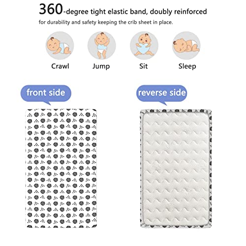 Rose Themed Fitted Mini Crib Sheets,Portable Mini Crib Sheets Soft and Breathable Bed Sheets-Great for Boy or Girl Room or Nursery,24“ x38“,Charcoal Grey and White