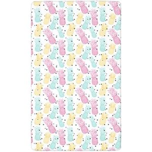 Pineapple Themed Fitted Crib Sheet,Standard Crib Mattress Fitted Sheet Soft and Breathable Bed Sheets-Baby Crib Sheets for Girl or Boy,28“ x52“,Earth Yellow Magenta Seafoam Dark Taupe