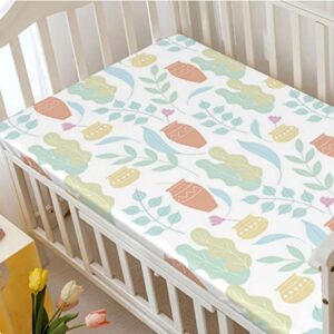 Pastel Themed Fitted Crib Sheet,Standard Crib Mattress Fitted Sheet Soft & Stretchy Fitted Crib Sheet-Baby Crib Sheets for Girl or Boy,28“ x52“,White and Multicolor