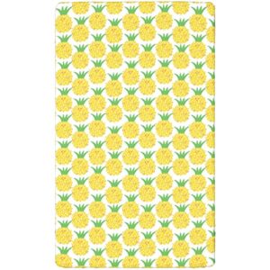 Pineapple Themed Fitted Mini Crib Sheets,Portable Mini Crib Sheets Ultra Soft Material-Baby Crib Sheets for Girl or Boy,24“ x38“,Yellow Shamrock Green