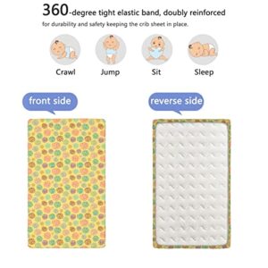 Polka Dot Themed Fitted Crib Sheet,Standard Crib Mattress Fitted Sheet Soft and Breathable Bed Sheets-Great for Boy or Girl Room or Nursery,28“ x52“,Mustard Multicolor