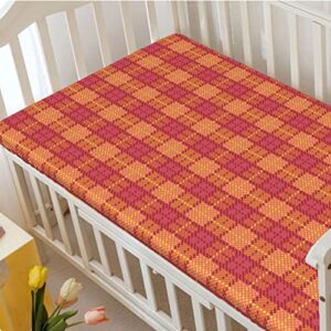 Pink and Orange Themed Fitted Crib Sheet,Standard Crib Mattress Fitted Sheet Ultra Soft Material-Great for Boy or Girl Room or Nursery,28“ x52“,Dark Peach Dried Rose