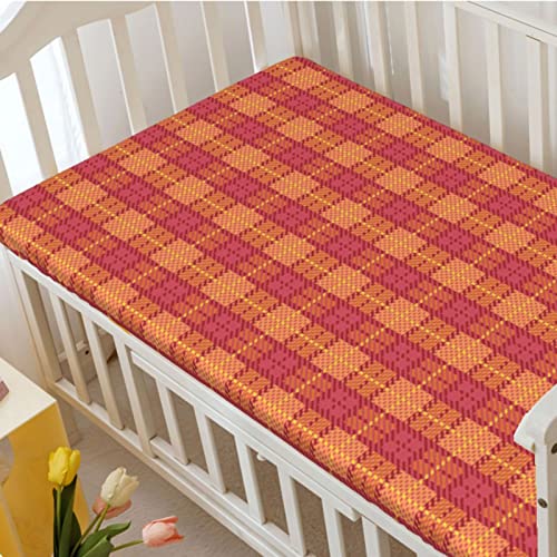 Pink and Orange Themed Fitted Crib Sheet,Standard Crib Mattress Fitted Sheet Ultra Soft Material-Great for Boy or Girl Room or Nursery,28“ x52“,Dark Peach Dried Rose