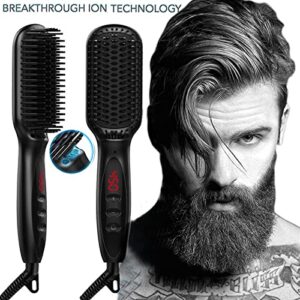 Hair Straightener, Hair Styling Appliances Straightening Comb Hair Straightener Brush Men Quick Beard Straightener Brush Beard Comb Styling Iron Smoothing Comb ( Color : Black No Box , Size : EU )