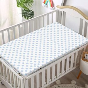 Polka Dots Themed Fitted Crib Sheet,Standard Crib Mattress Fitted Sheet Toddler Bed Mattress Sheets-Baby Crib Sheets for Girl or Boy,28“ x52“,Pale Blue and White