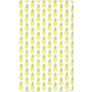 Pineapple Themed Fitted Mini Crib Sheets,Portable Mini Crib Sheets Soft & Stretchy Fitted Crib Sheet-Crib Mattress Sheet or Toddler Bed Sheet,24“ x38“,Yellow Green White