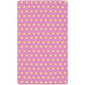 Polka Dot Themed Fitted Mini Crib Sheets,Portable Mini Crib Sheets Soft & Stretchy Fitted Crib Sheet-Baby Sheet for Boys Girls,24“ x38“,Mustard Pale Fuchsia