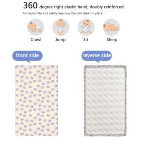 Polka Dot Themed Fitted Mini Crib Sheets,Portable Mini Crib Sheets Toddler Bed Mattress Sheets-Crib Mattress Sheet or Toddler Bed Sheet,24“ x38“,Multicolor