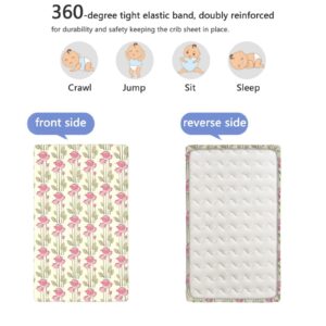 Rose Themed Fitted Crib Sheet,Standard Crib Mattress Fitted Sheet Soft & Stretchy Fitted Crib Sheet-Baby Sheet for Boys Girls,28“ x52“,Multicolor