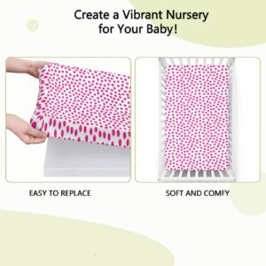 Pink Polka Dots Themed Fitted Crib Sheet,Standard Crib Mattress Fitted Sheet Toddler Bed Mattress Sheets-Baby Crib Sheets for Girl or Boy,28“ x52“,Pink White