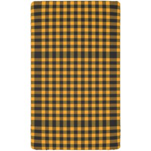 Plaid Themed Fitted Mini Crib Sheets,Portable Mini Crib Sheets Soft & Stretchy Fitted Crib Sheet-Baby Sheet for Boys Girls,24“ x38“,Black and Orange