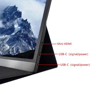 Portable Monitor - 15.6 Inch 1080P Travel Laptop Monitor with Speaker Dual USB-C Mini HDMI Portable Monitor for Laptop PC