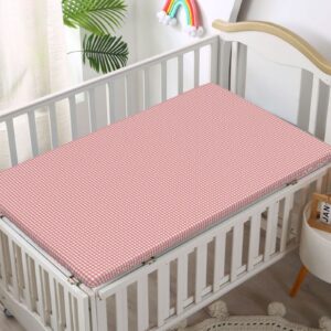 Pink Gingham Themed Fitted Crib Sheet,Standard Crib Mattress Fitted Sheet Soft and Breathable Bed Sheets-Great for Boy or Girl Room or Nursery,28“ x52“,Blush Dried Rose