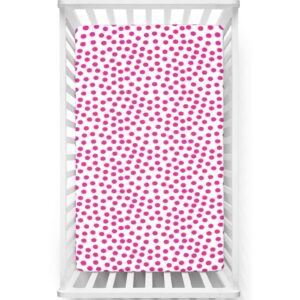 pink polka dots themed fitted crib sheet,standard crib mattress fitted sheet toddler bed mattress sheets-baby crib sheets for girl or boy,28“ x52“,pink white