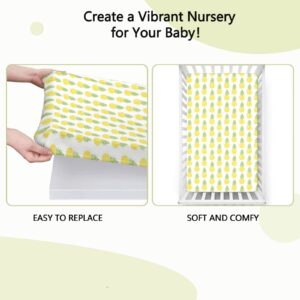 Pineapple Themed Fitted Mini Crib Sheets,Portable Mini Crib Sheets Soft & Stretchy Fitted Crib Sheet-Crib Mattress Sheet or Toddler Bed Sheet,24“ x38“,Yellow Green White