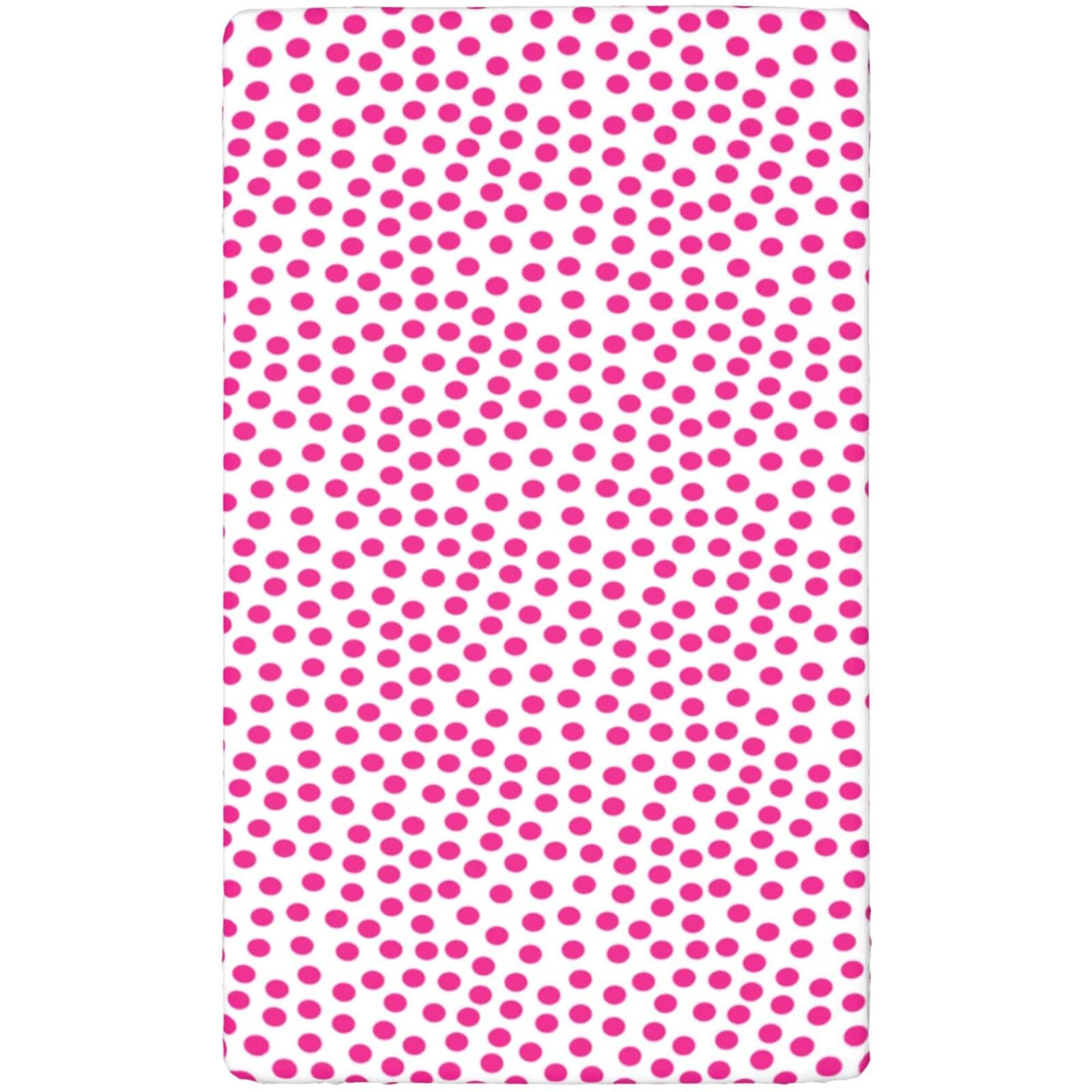 Pink Polka Dots Themed Fitted Crib Sheet,Standard Crib Mattress Fitted Sheet Toddler Bed Mattress Sheets-Baby Crib Sheets for Girl or Boy,28“ x52“,Pink White