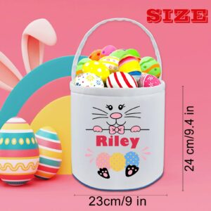 Personalized Easter Basket for Girls Boys with Handle Custom Easter Canvas Tote Bags with Name Buny Gifts