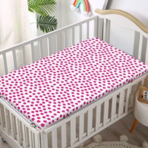 Pink Polka Dots Themed Fitted Crib Sheet,Standard Crib Mattress Fitted Sheet Toddler Bed Mattress Sheets-Baby Crib Sheets for Girl or Boy,28“ x52“,Pink White