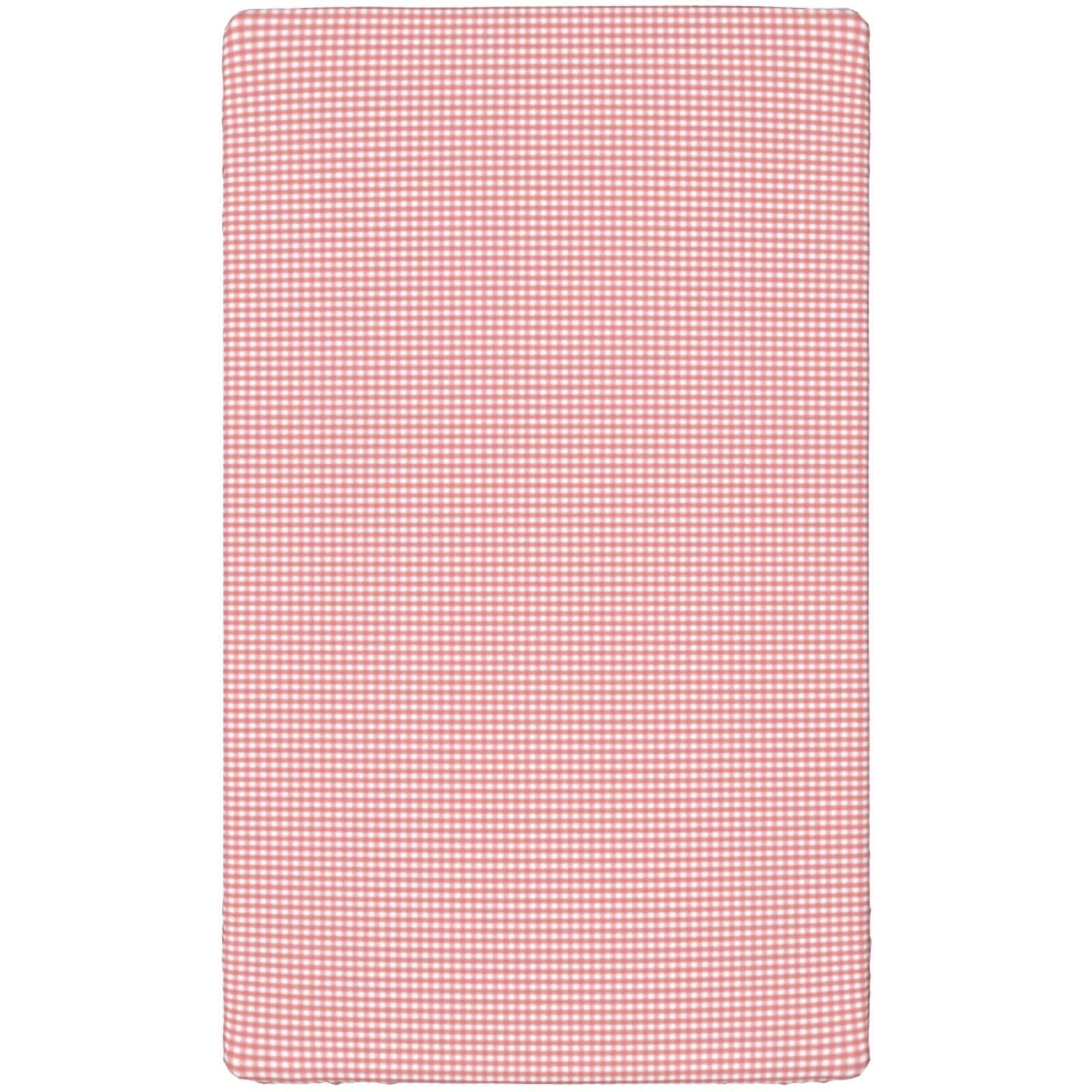 Pink Gingham Themed Fitted Crib Sheet,Standard Crib Mattress Fitted Sheet Soft and Breathable Bed Sheets-Great for Boy or Girl Room or Nursery,28“ x52“,Blush Dried Rose