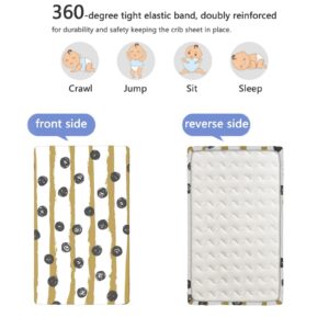 Polka Dot Themed Fitted Mini Crib Sheets,Portable Mini Crib Sheets Soft Toddler Mattress Sheet Fitted-Crib Mattress Sheet or Toddler Bed Sheet,24“ x38“,Pale Brown Charcoal Grey