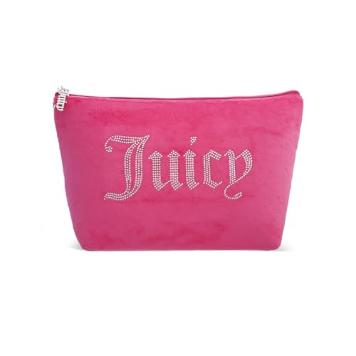 Juicy Couture Women's Cosmetics Bag - Travel Makeup and Toiletries Top Zip Wedge Pouch, Size One Size, Magenta