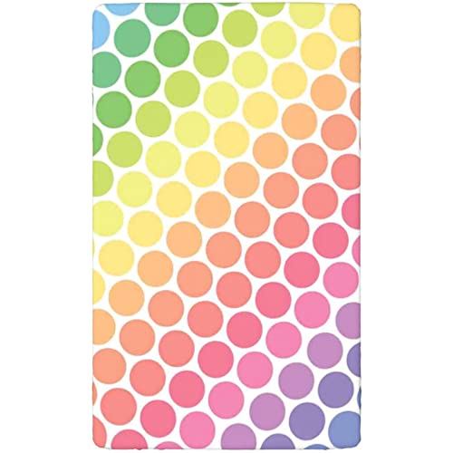 Polka Dots Themed Fitted Mini Crib Sheets,Portable Mini Crib Sheets Ultra Soft Material-Baby Crib Sheets for Girl or Boy,24“ x38“,Multicolor