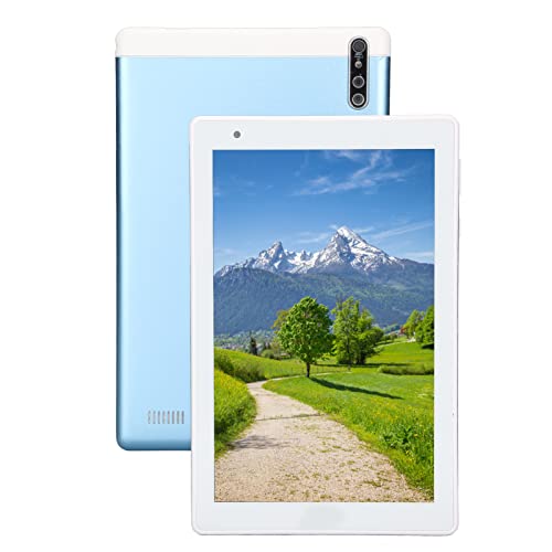 Qiilu 8Inch Tablet 4Gb 64Gb Ram Dual Sim Dual Tablets Standby 8000Mah Battery 1920X1080 Dual Camera Mtk6592 Processor WiFi Tablet 10to240V Black (Blue)