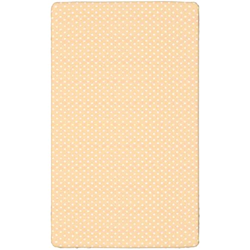 Polka Dot Themed Fitted Crib Sheet,Standard Crib Mattress Fitted Sheet Soft Toddler Mattress Sheet Fitted-Baby Crib Sheets for Girl or Boy,28“ x52“,Champagne White